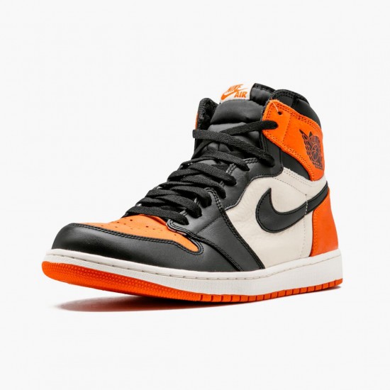 Mens Nike Jordan 1 Retro Shattered Backboard Black/Starfish Sail Jordan Shoes