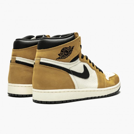 Womens/Mens Nike Jordan 1 Rookie of the Year Golden Harvest/Black Sail Jordan Shoes