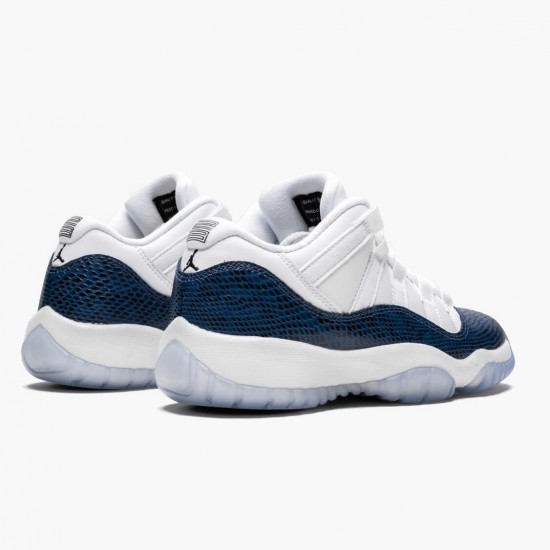 Mens Nike Jordan 11 Low Navy Snakeskin Whiite/Black/Navy Black Jordan Shoes