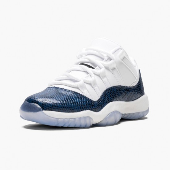 Mens Nike Jordan 11 Low Navy Snakeskin Whiite/Black/Navy Black Jordan Shoes