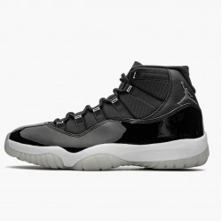 Women's/Men's Nike Jordan 11 Retro 25th Anniversary Black/Clear/White/Metallic Silver Jordan Shoes