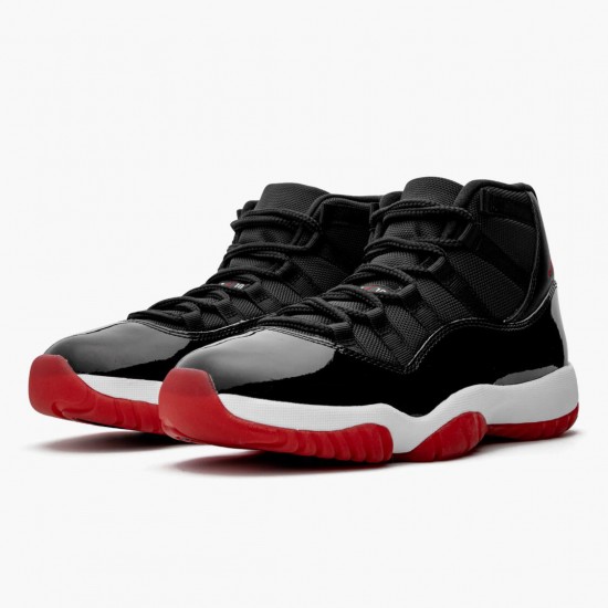 Mens Nike Jordan 11 Retro Bred 2019 Black/White/Varsity Red Jordan Shoes