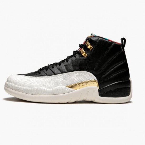 Mens Nike Jordan 12 Retro 2019 CNY Chinese New Year Black/Sail-Metallic Gold-True Red Jordan Shoes