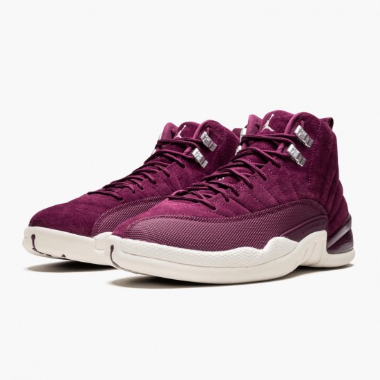 Mens Nike Jordan 12 Retro Bordeaux Bordeaux/Sail-Metallic Silver Jordan Shoes