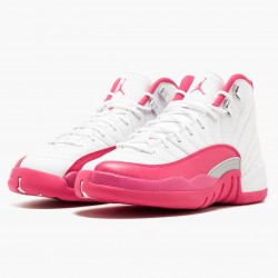 Women's Nike Jordan 12 Retro Dynamic Pink White/Vivid Pink/Mtllc Silver Jordan Shoes