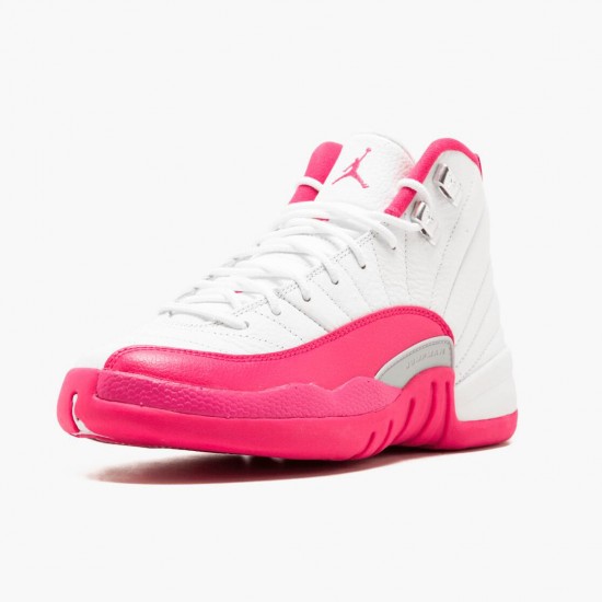 Womens Nike Jordan 12 Retro Dynamic Pink White/Vivid Pink/Mtllc Silver Jordan Shoes