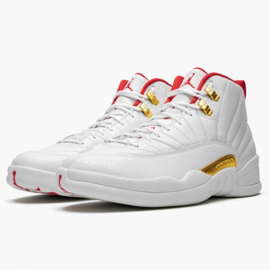 Womens/Mens Nike Jordan 12 Retro FIBA White/University Red/Metallic Jordan Shoes