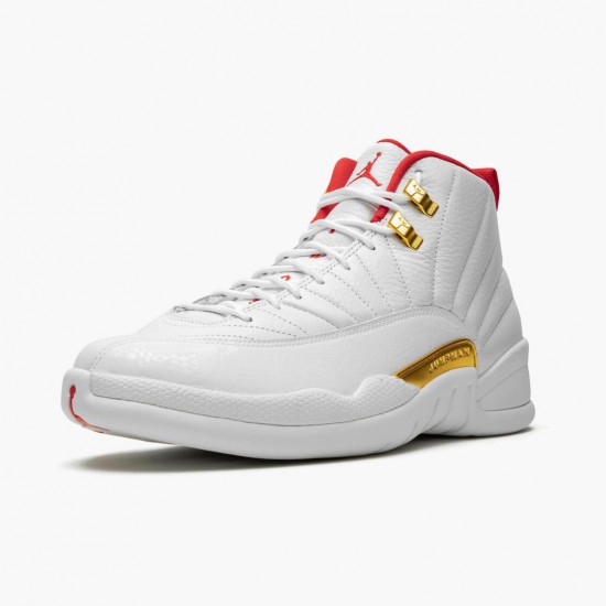 Womens/Mens Nike Jordan 12 Retro FIBA White/University Red/Metallic Jordan Shoes