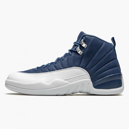 Mens Nike Jordan 12 Retro Indigo Stone Blue/Legend Blue/Obsidia Jordan Shoes