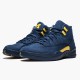 Mens Nike Jordan 12 Retro Michigan College Navy/Amarillo Jordan Shoes