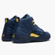 Mens Nike Jordan 12 Retro Michigan College Navy/Amarillo Jordan Shoes