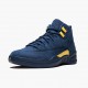 Mens Nike Jordan 12 Retro Michigan College Navy/Amarillo Jordan Shoes