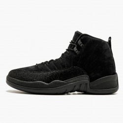 Men's Nike Jordan 12 Retro OVO Black Black/Black/Metallic Gold Jordan Shoes