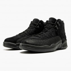 Men's Nike Jordan 12 Retro OVO Black Black/Black/Metallic Gold Jordan Shoes
