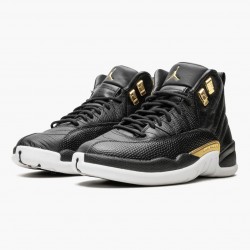 Women's/Men's Nike Jordan 12 Retro Reptile Black/Metallic Gold/White Jordan Shoes