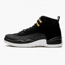 Men's Nike Jordan 12 Retro Reverse Taxi Black/Gold White Jordan Shoes