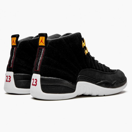 Mens Nike Jordan 12 Retro Reverse Taxi Black/Gold White Jordan Shoes