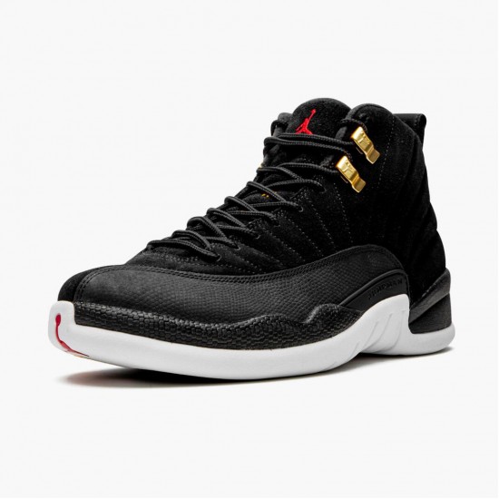 Mens Nike Jordan 12 Retro Reverse Taxi Black/Gold White Jordan Shoes