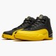 Mens Nike Jordan 12 Retro University Gold Black/Black/University Gold Jordan Shoes