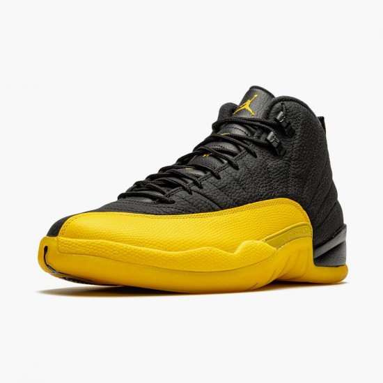 Mens Nike Jordan 12 Retro University Gold Black/Black/University Gold Jordan Shoes