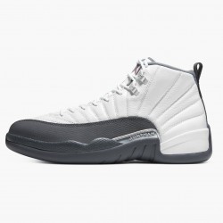 Men's Nike Jordan 12 Retro White Dark Grey White/Dark Grey/Gym Red Jordan Shoes