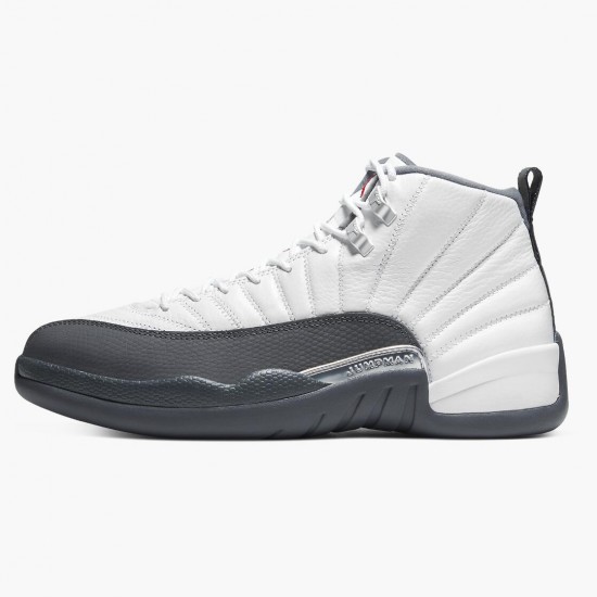 Mens Nike Jordan 12 Retro White Dark Grey White/Dark Grey/Gym Red Jordan Shoes