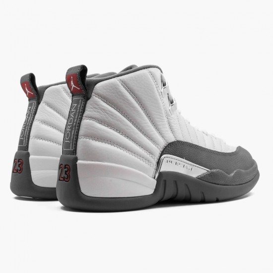 Mens Nike Jordan 12 Retro White Dark Grey White/Dark Grey/Gym Red Jordan Shoes