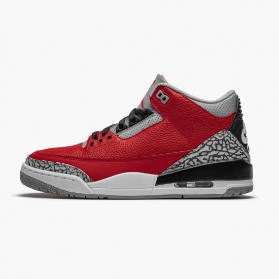 Mens Nike Jordan 3 Retro Fire Red Cement Varsity Red Jordan Shoes