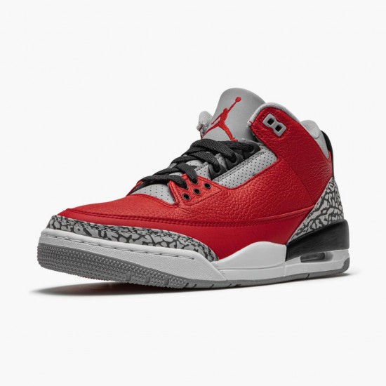 Mens Nike Jordan 3 Retro Fire Red Cement Varsity Red Jordan Shoes