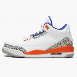 Women's/Men's Nike Jordan 3 Retro Knicks White/Old Royal University Ora Jordan Shoes