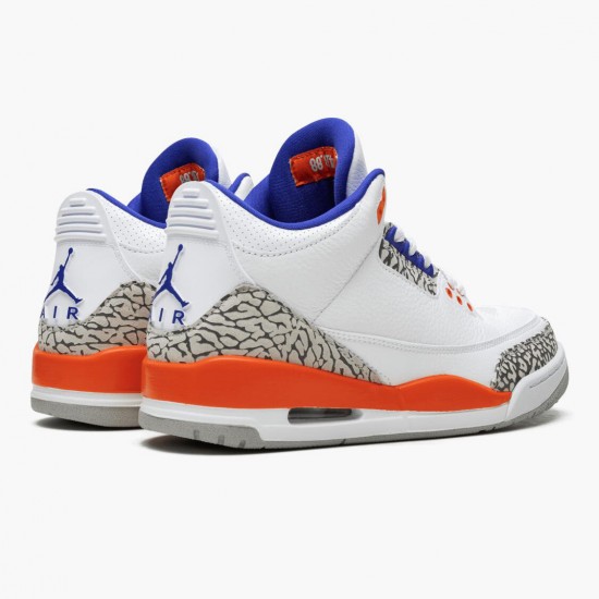 Womens/Mens Nike Jordan 3 Retro Knicks White/Old Royal University Ora Jordan Shoes