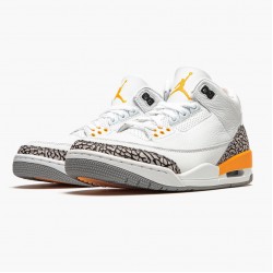 Women's/Men's Nike Jordan 3 Retro Laser Orange White/Laser Orange-Cement Grey Jordan Shoes