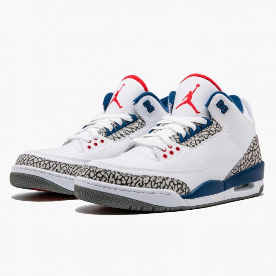 Mens Nike Jordan 3 Retro OG True Blue White/Fire Red True Blue Jordan Shoes