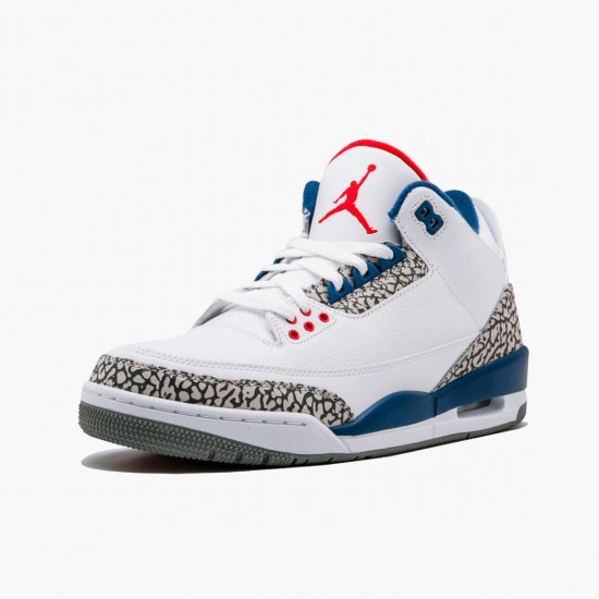 Mens Nike Jordan 3 Retro OG True Blue White/Fire Red True Blue Jordan Shoes