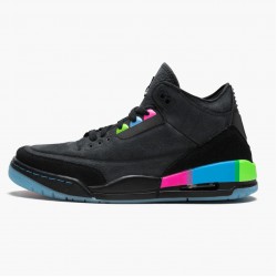 Women's/Men's Nike Jordan 3 Retro Quai54 Black/Black Electric Green Jordan Shoes