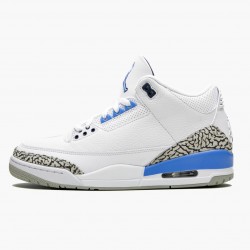 Women's/Men's Nike Jordan 3 Retro UNC White/Valor Blue Tech Gray Jordan Shoes