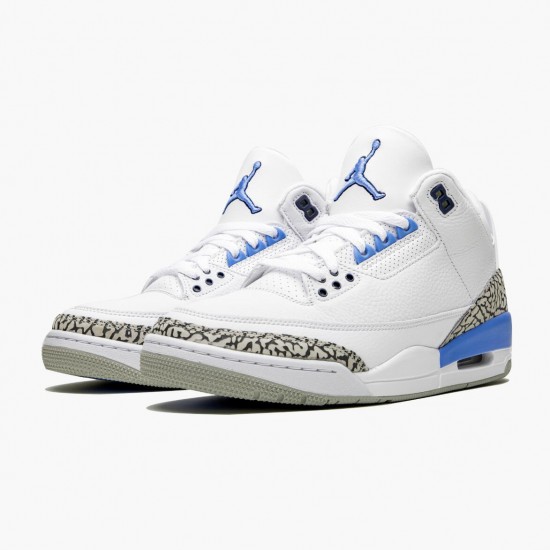 Womens/Mens Nike Jordan 3 Retro UNC White/Valor Blue Tech Gray Jordan Shoes