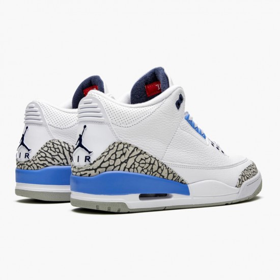 Womens/Mens Nike Jordan 3 Retro UNC White/Valor Blue Tech Gray Jordan Shoes