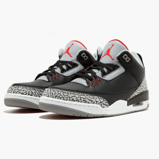 Mens Nike Jordan 3 Retro Og Black/Cement Black/Fire Red/Cement Grey Jordan Shoes