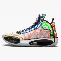 Men's Nike Jordan 34 Zion Williamson Coloring Book White/Black/Multi Color Jordan Shoes