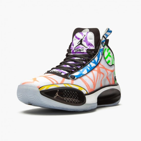 Mens Nike Jordan 34 Zion Williamson Coloring Book White/Black/Multi Color Jordan Shoes