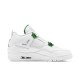 Womens/Mens Nike Jordan 4 Retro Metallic Green White/Metallic Silver Pine Green Jordan Shoes