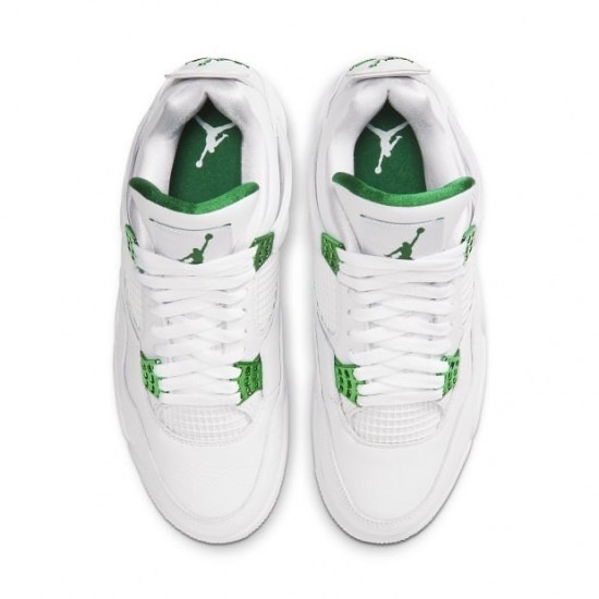 Womens/Mens Nike Jordan 4 Retro Metallic Green White/Metallic Silver Pine Green Jordan Shoes