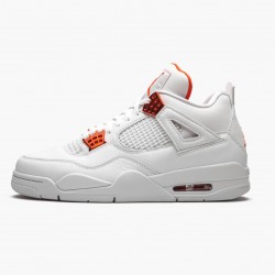 Women's/Men's Nike Jordan 4 Retro Metallic Orange White/Team Orange Metallic Sil Jordan Shoes