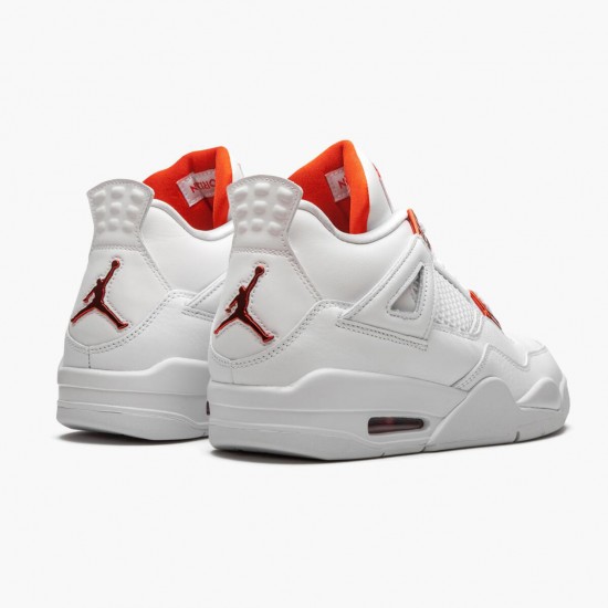 Womens/Mens Nike Jordan 4 Retro Metallic Orange White/Team Orange Metallic Sil Jordan Shoes