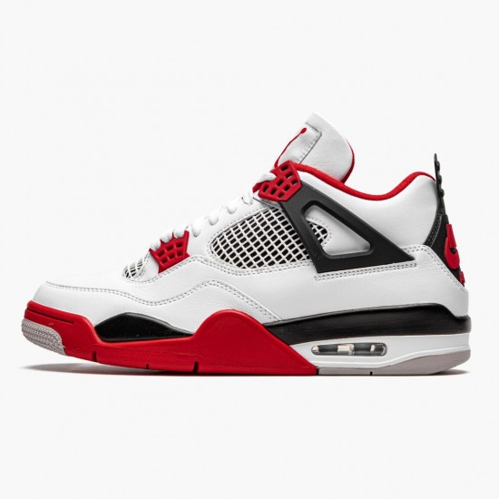 Mens Nike Jordan 4 Retro OG Fire Red 2020 White/Fire Red-Black Tech Grey Jordan Shoes