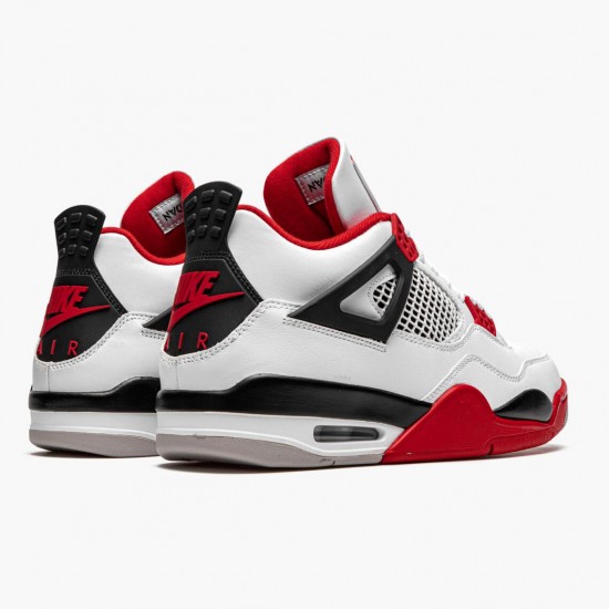 Mens Nike Jordan 4 Retro OG Fire Red 2020 White/Fire Red-Black Tech Grey Jordan Shoes