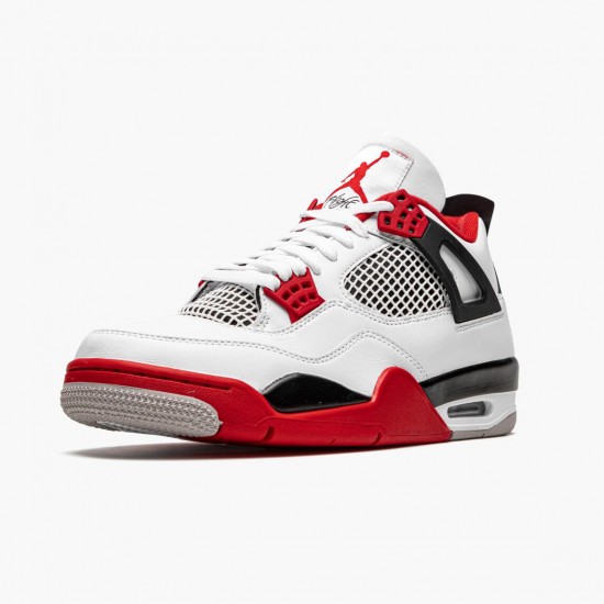 Mens Nike Jordan 4 Retro OG Fire Red 2020 White/Fire Red-Black Tech Grey Jordan Shoes