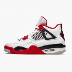 Men's Nike Jordan 4 Retro OG GS Fire Red 2020 White/Fire Red/Black Tech Grey Jordan Shoes