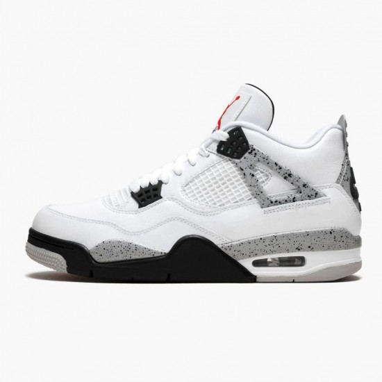 Mens Nike Jordan 4 Retro OG White Cement White/Fire Red-Tech Grey-Black Jordan Shoes